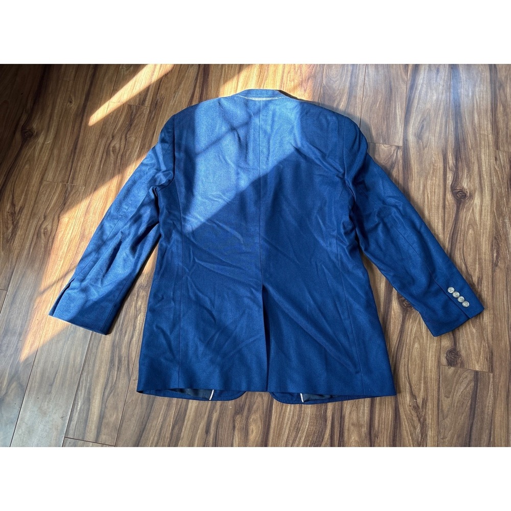 Rush Wilson Limited Blue Silk Herringbone Blazer Mens 43R Sport Coat - Picture 9 of 14